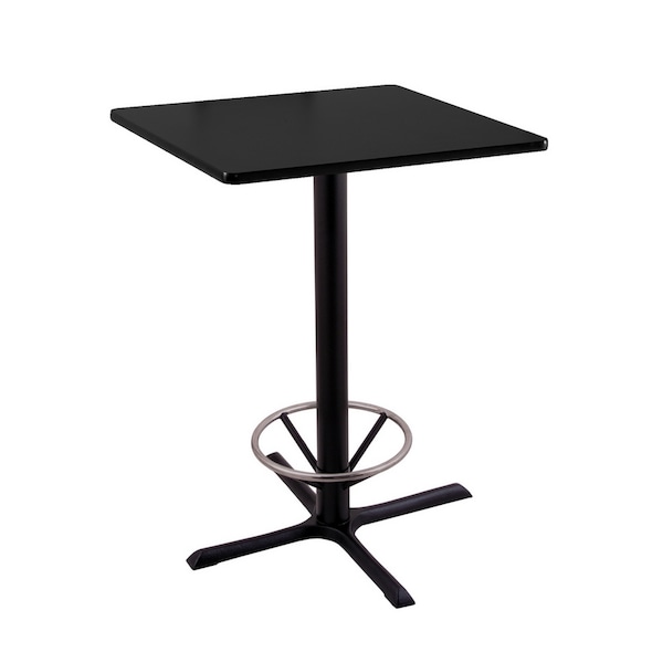 42" 211 Black Table, 30" x 30" Square Top, Foot Ring